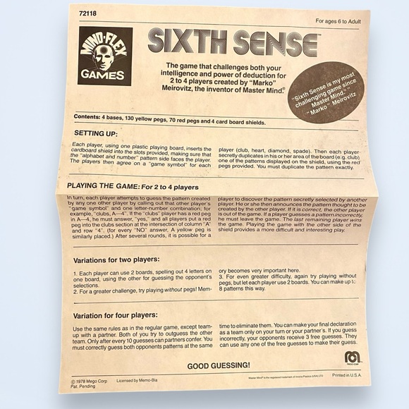 Vintage 1978 Mego Corp Mind Flex Sixth Sense Game Complete - Picture 6 of 10